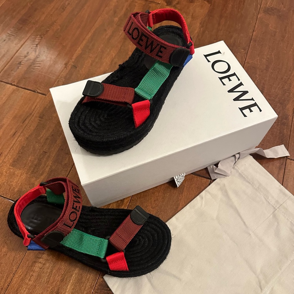 Loewe Platform Raffia Espadrille Sandals Sz 36 or 36.5